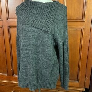 Matty M Women’s XXL Gray Open Cowl Neck Sweater Solid Charcoal Gray Gorgeous Com